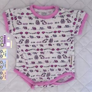 ⭒ 1-3M Bombonici Bodysuit Onesie Coquette All Over Print Pink Bunny Adorable ⭒